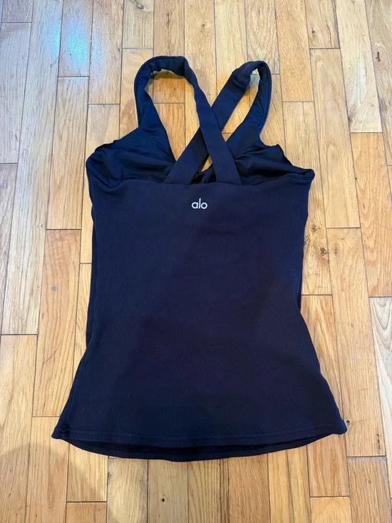 Sleek black Ribbed Tank top #754 - Picture 2 of 5